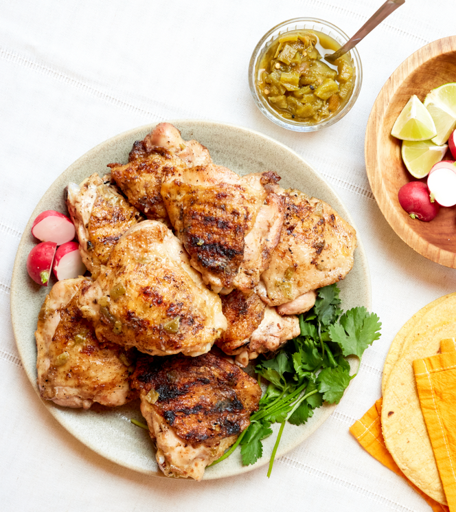 Grilled Chicken with Green Chile Barbecue Sauce