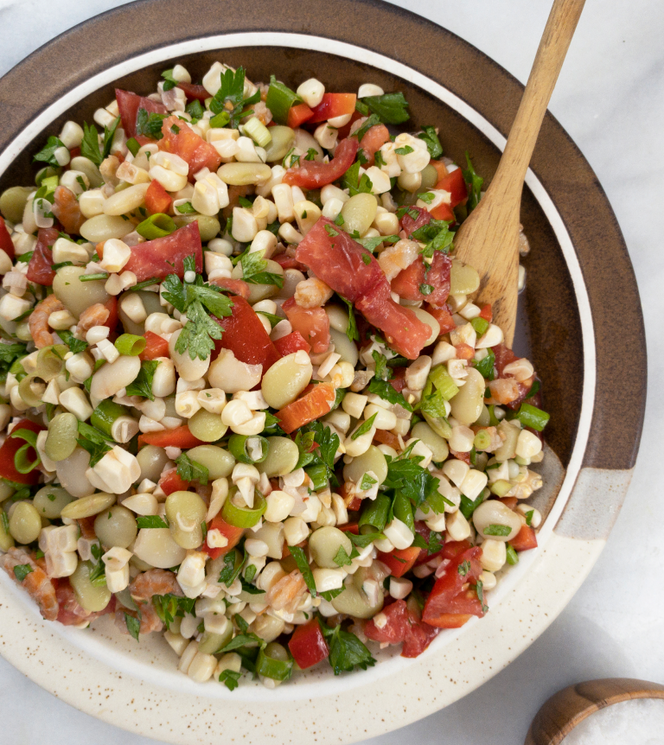Baby Green Lima Bean Salad with Louisiana Dried Shrimp