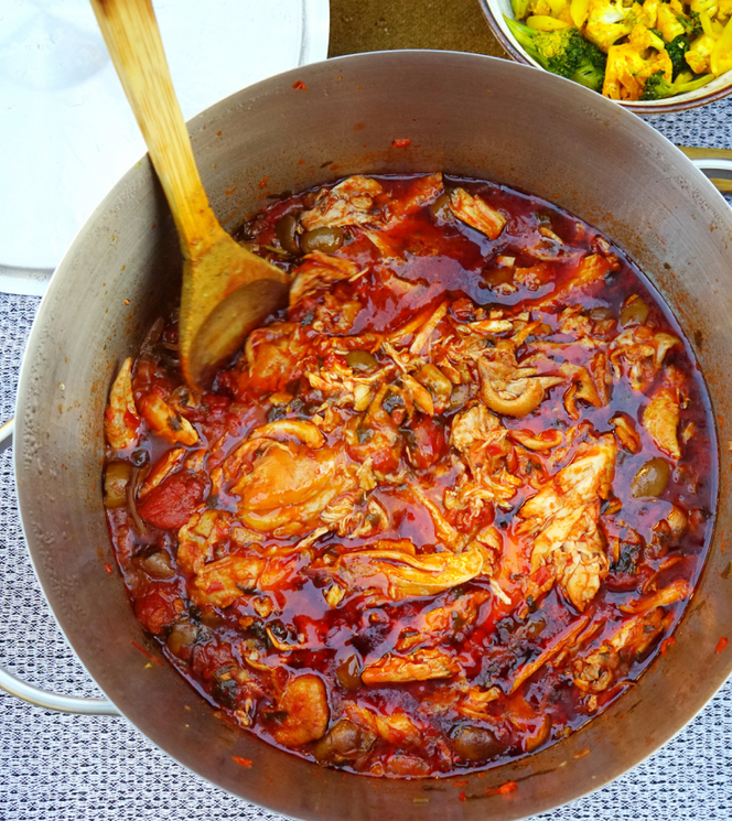 Braised Chicken with Harissa & Olives