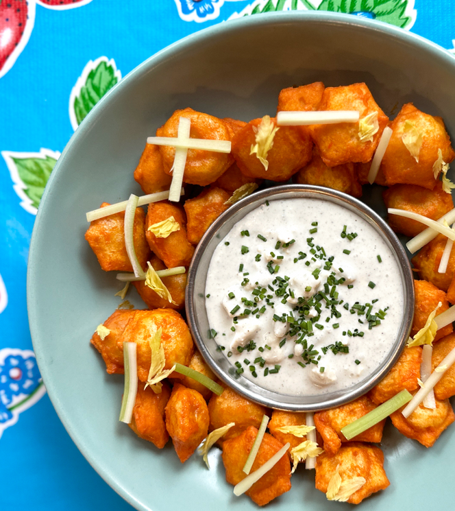 Buffalo Chicken Pelmeni & Glacier Blue Sauce