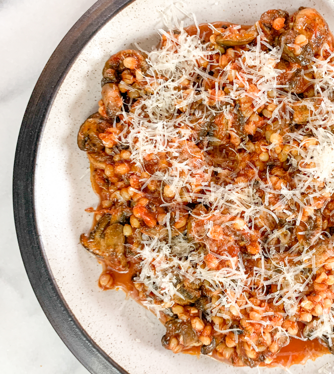 Naked Barley with Mushroom Ragu