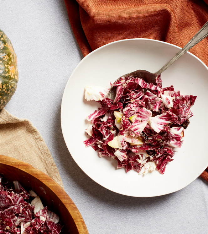 Radicchio Salad with Caramelized Dates and Creamy Tahini