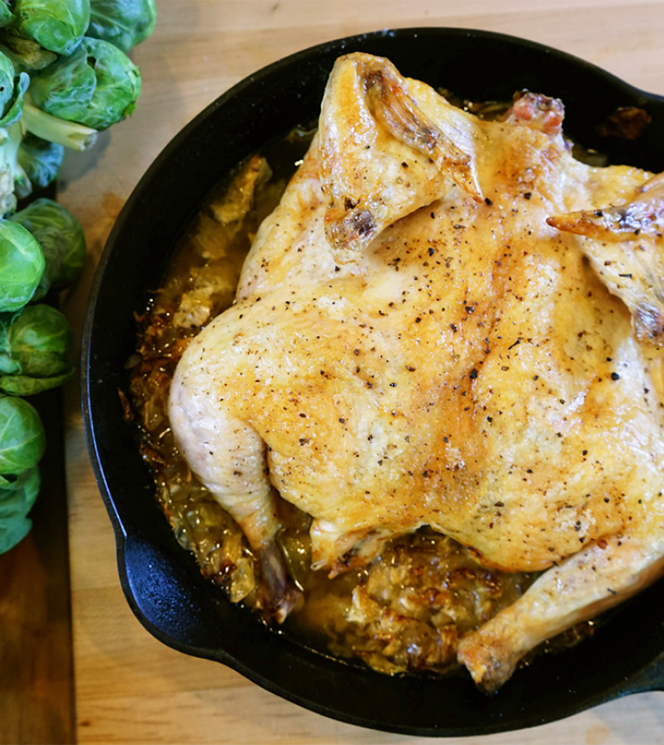 Chicken Roasted on Cabbage