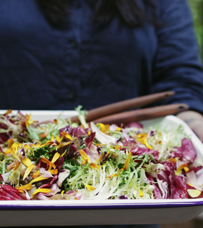 Mixed Chicories with Warm Bagna Cauda Dressing