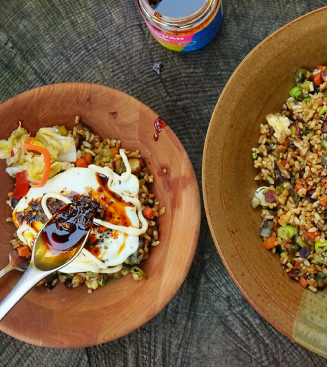 Fried Rice with Bacon & Mushrooms