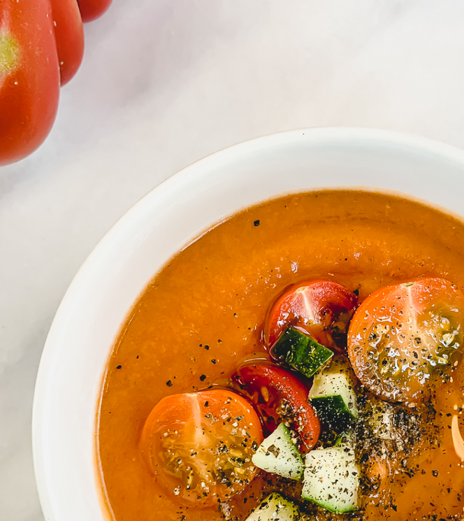 Gazpacho Sevillano with Peaches