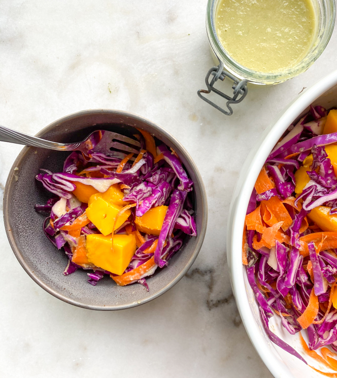 Miso & Mango Red Cabbage Salad