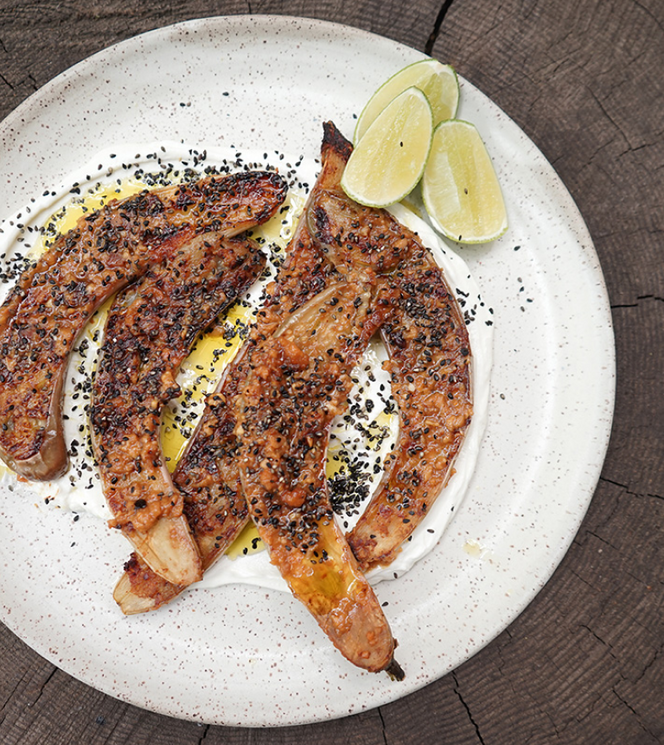 Miso-Roasted Eggplant with Garlicky Yogurt