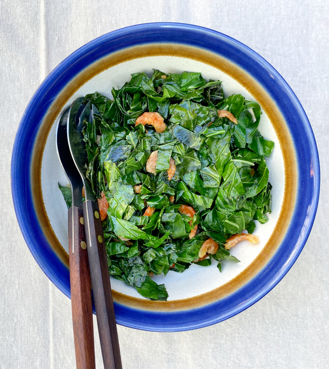 Portuguese-style Collard Greens with Louisiana Dried Shrimp