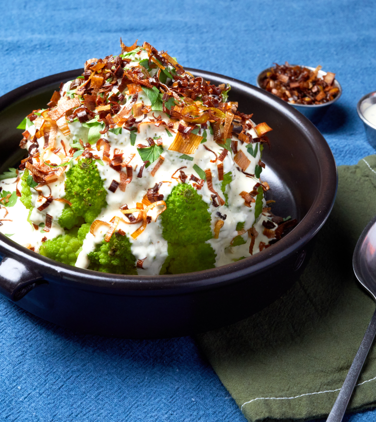 Whole Roasted Romanesco with Herby Ranch & Fried Leeks | Wellspent Market